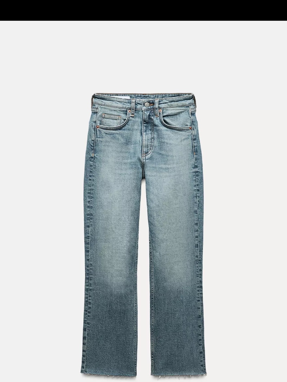 Zara flared cropped high waist Light Blue Jeans for Women
